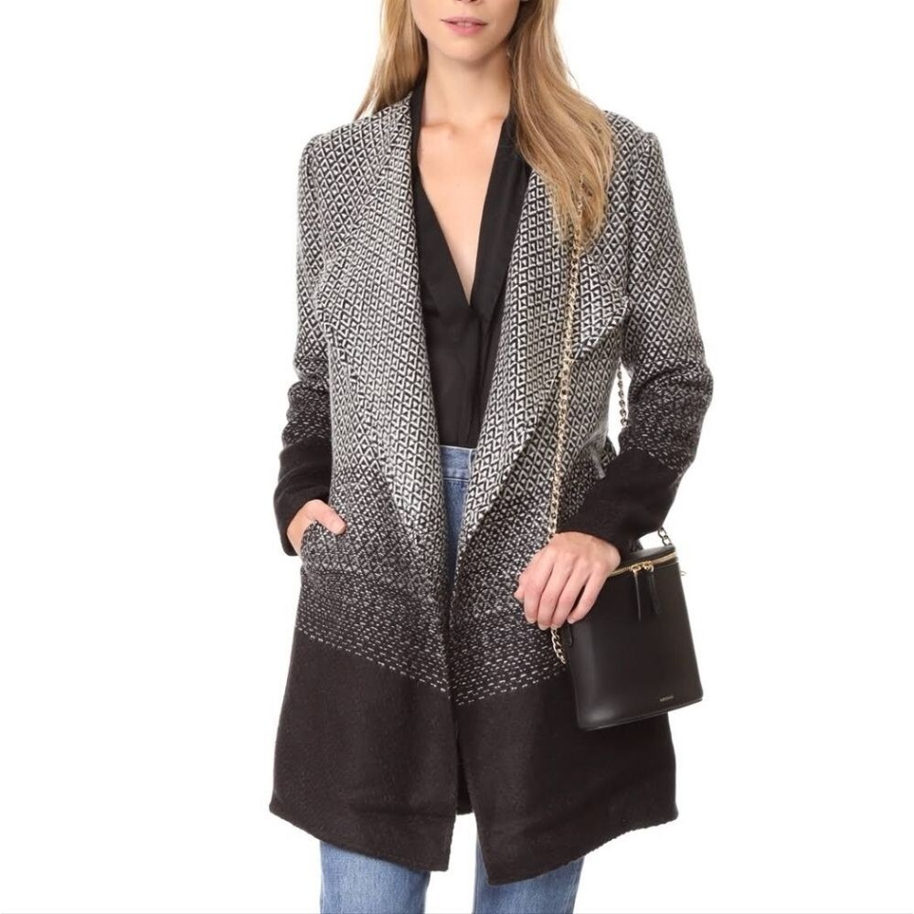 BB DAKOTA MYLES LONG OMBRE BLANKET COAT JACKET SIZE XSMALL